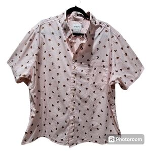 XXL Slim Pink Coconut Print Tropical Hawaiian Men's Shirt VCAY Party Summe